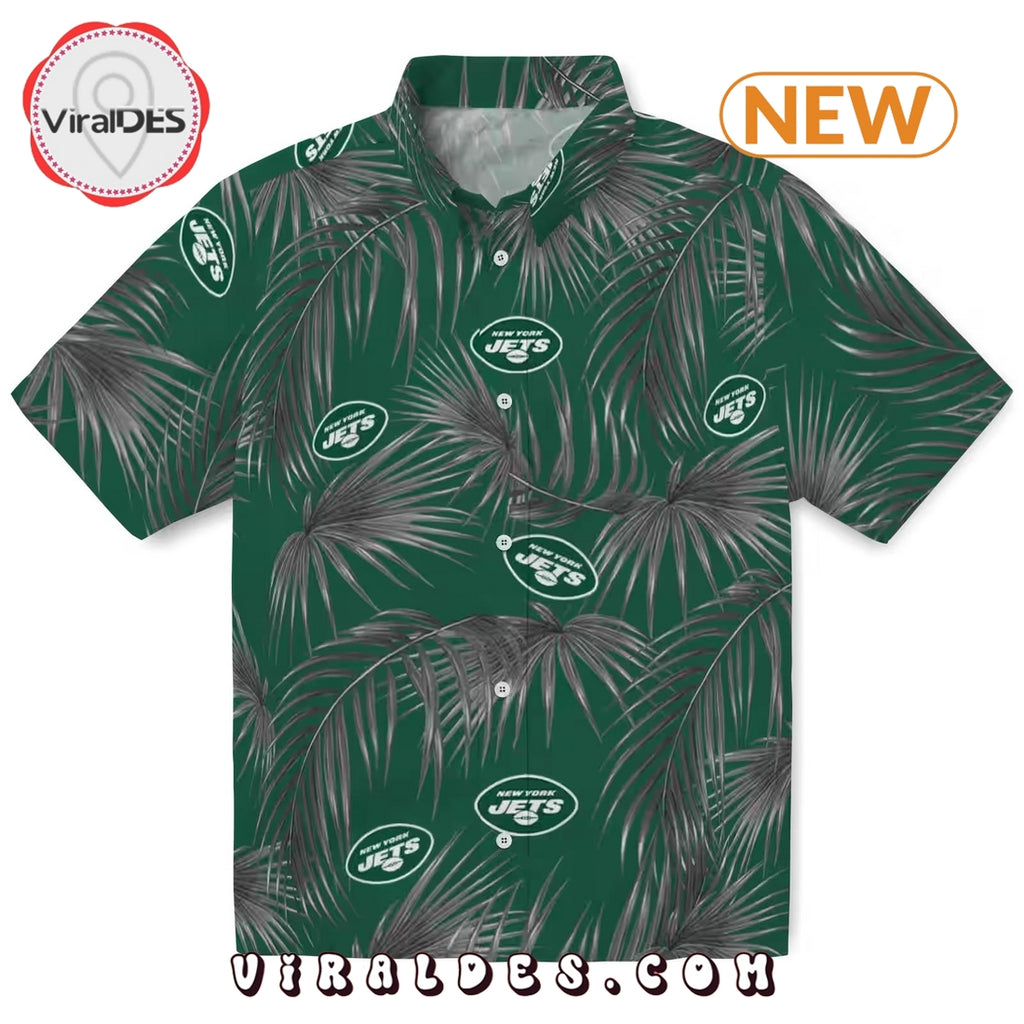 New York Jets Leafy Palms Green Hawaiian Shirt