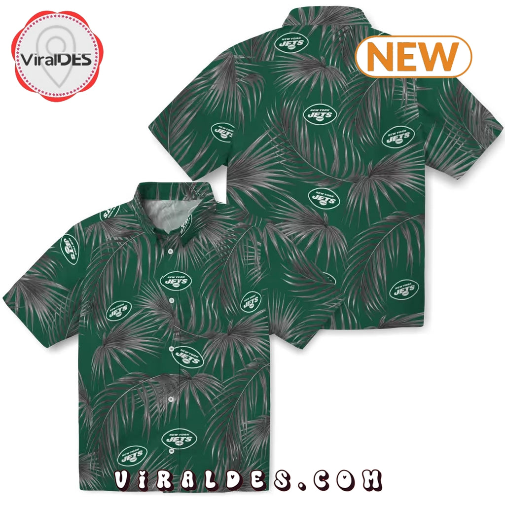 New York Jets Leafy Palms Green Hawaiian Shirt