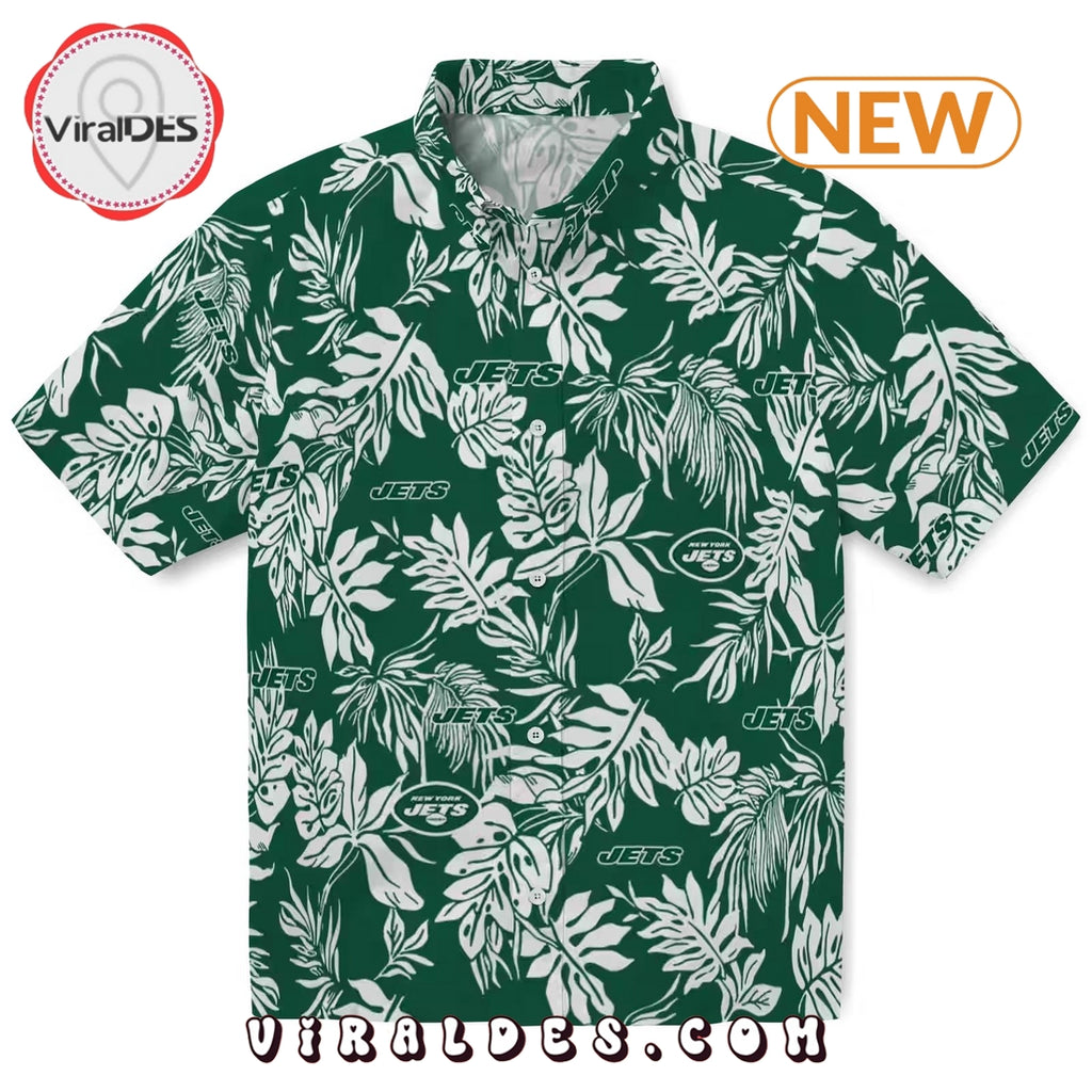 New York Jets Tropical Leaf Hawaiian Shirt
