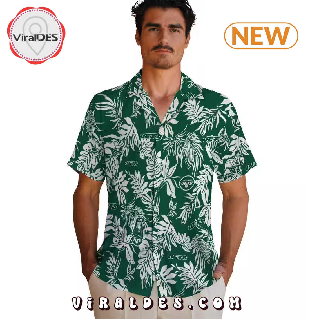 New York Jets Tropical Leaf Hawaiian Shirt