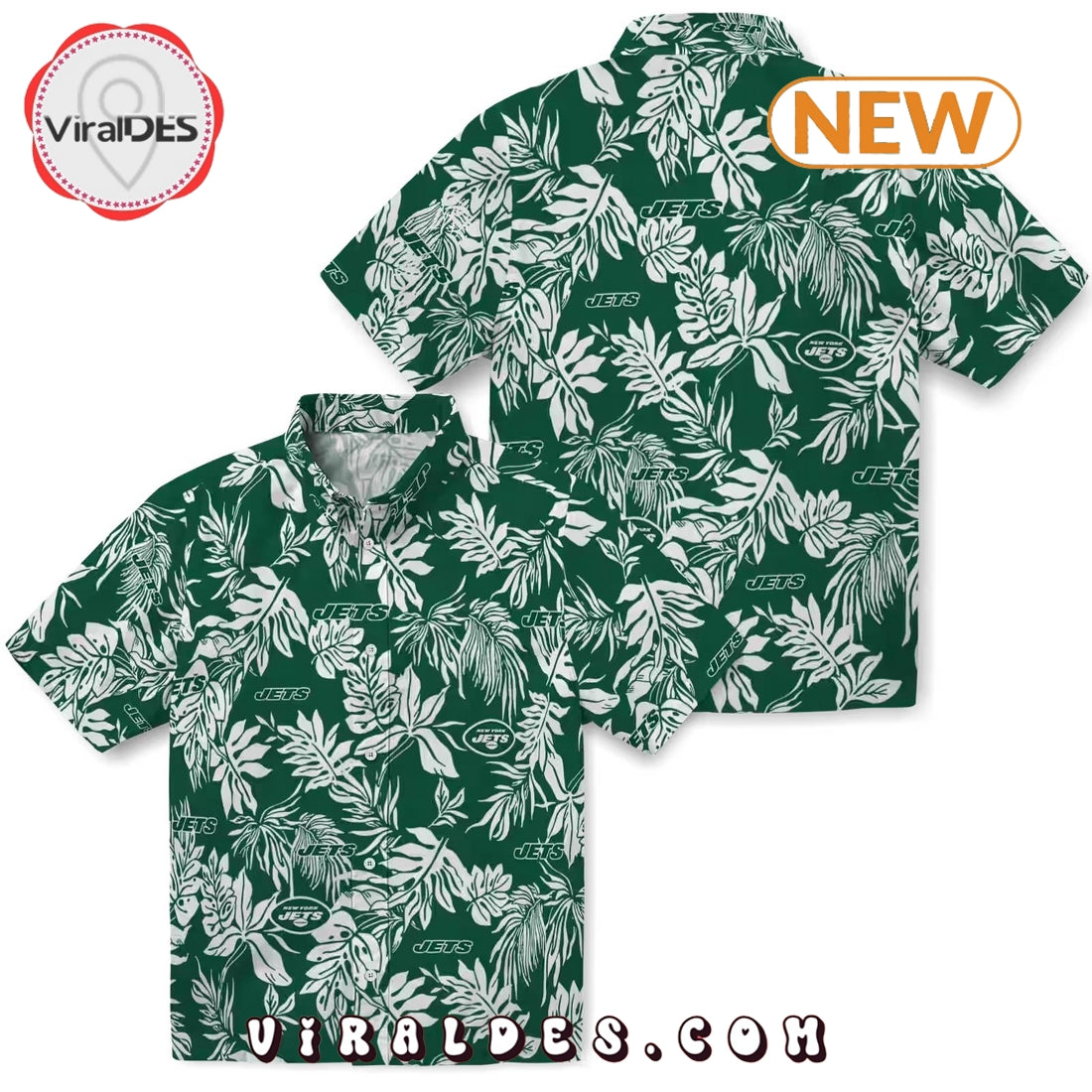 New York Jets Tropical Leaf Hawaiian Shirt