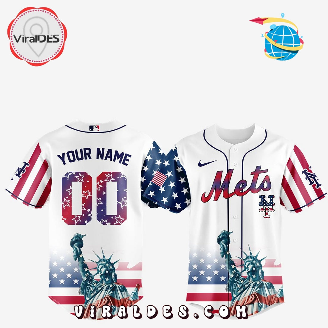 New York Mets Custom Independence Day Baseball Jersey