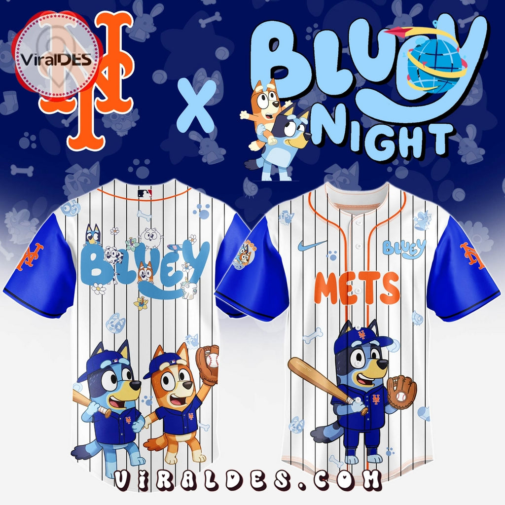 New York Mets MLB Bluey And Bingo 2025 Baseball Jersey
