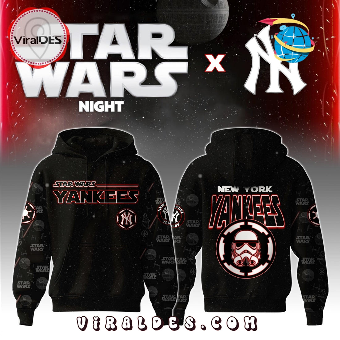 New York Yankees MLB x Star War Night Hoodie, Jogger, Cap