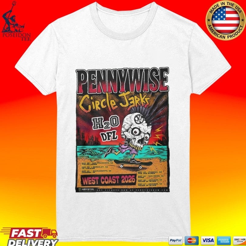 The 2026 West Coast Tour Of Legendary Punk Rock Band Pennywise T-shirt
