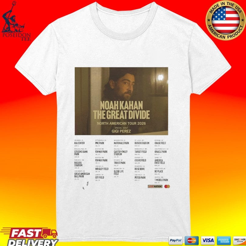 Noah Kahan The Great Devide North American Tour 2026 Dates T-shirt