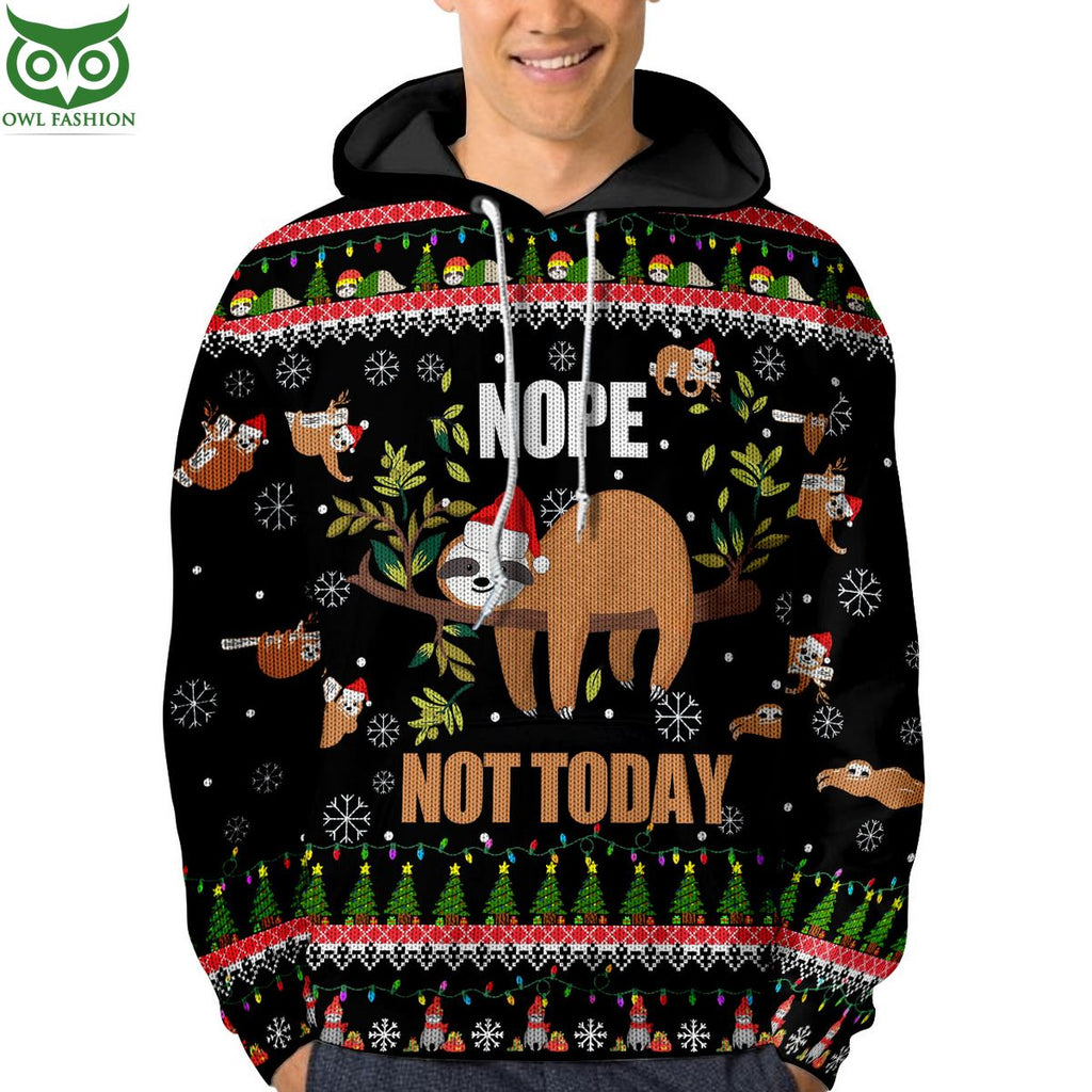 Nope Not Today Sloth Christmas Ugly Sweater