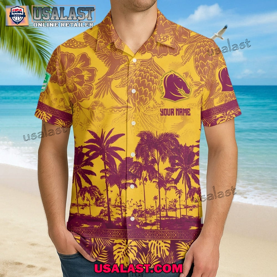 NRL Brisbane Broncos Tropical Summer Hawaiian Shirt