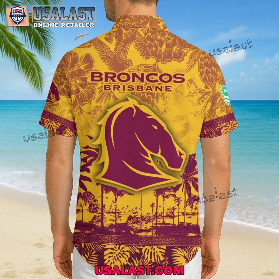 NRL Brisbane Broncos Tropical Summer Hawaiian Shirt