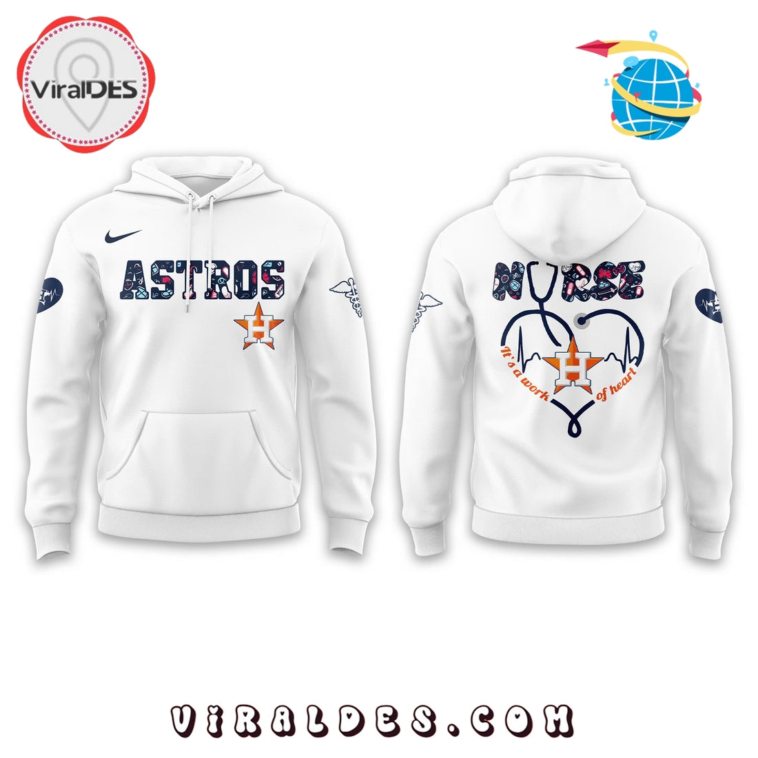 Nurses Night x Houston Astros White Hoodie