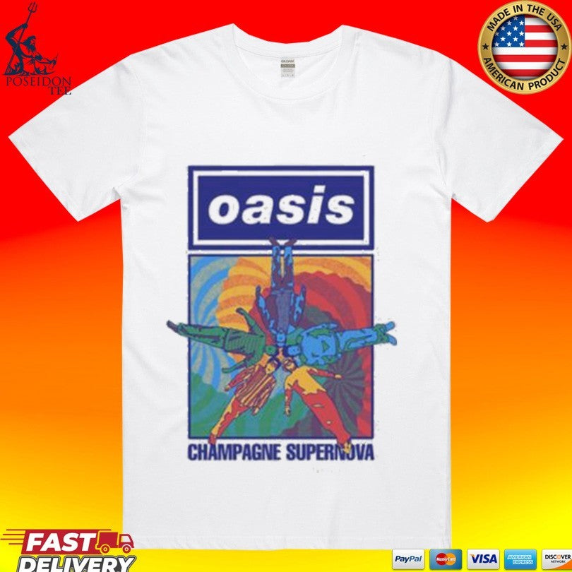 Oasis Champagne Supernova Band Floor Lay T-shirt