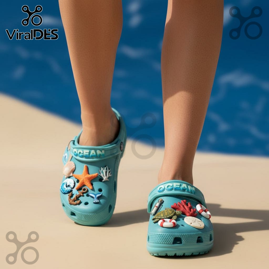 Ocean Premium Crocs Clogs With Charms