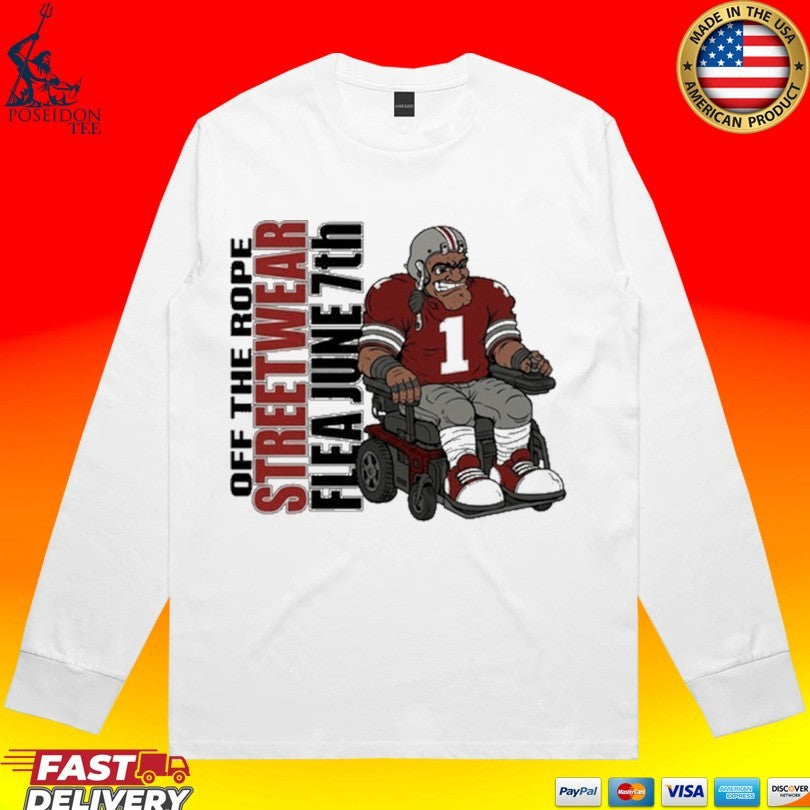 Off The Rope Streetwear Flea June 7th Football Player In A Wheelchair T-shirt