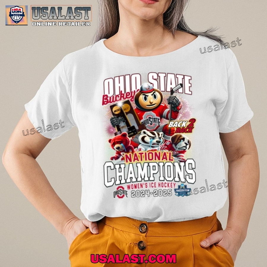 Ohio State Buckeys 2025 National Champions Women Ice Hockey Shirt