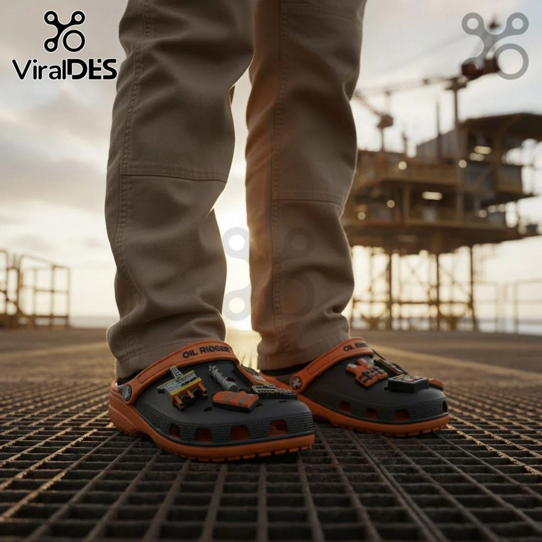 Oil Rigger Premium Crocs Clogs With Charms