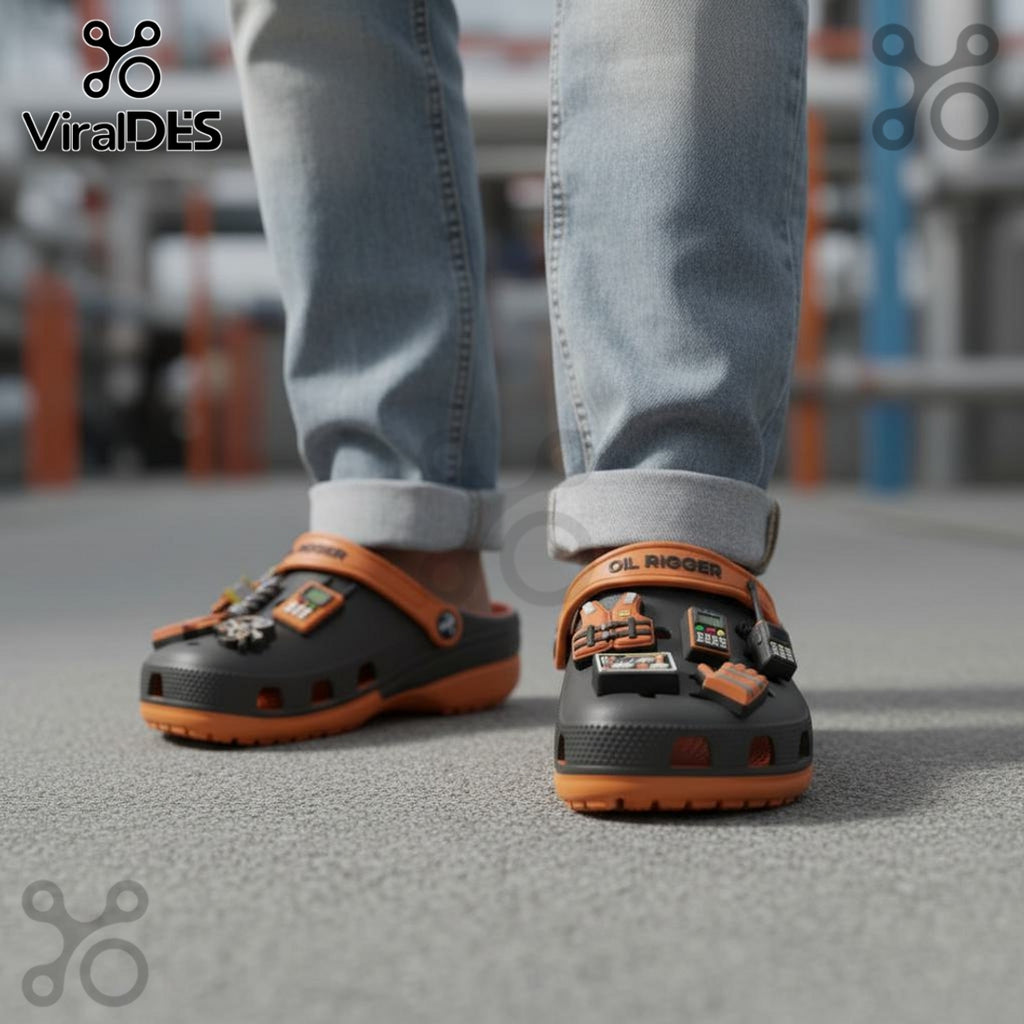 Oil Rigger Premium Crocs Clogs With Charms