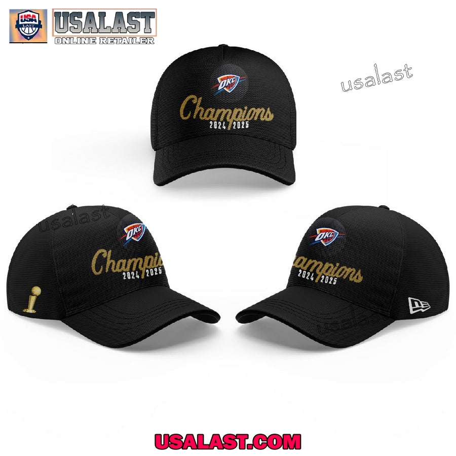 Oklahoma City Thunder 2024-2025 NBA Champions Black Cap Hat
