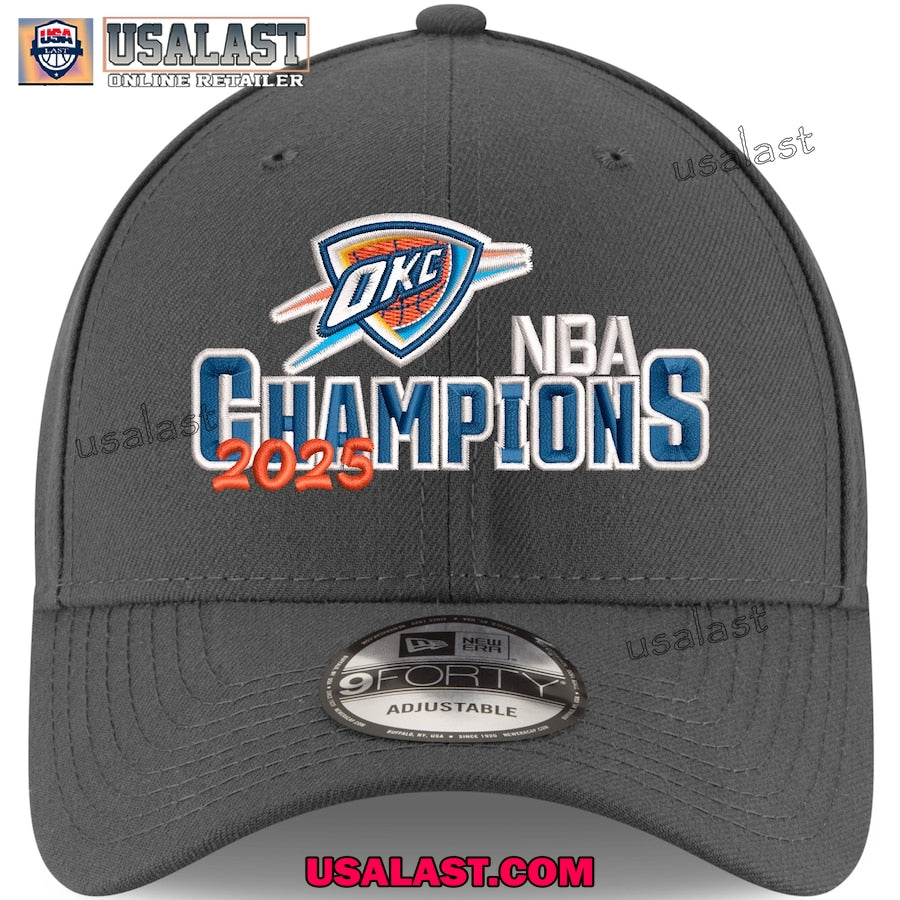 Oklahoma City Thunder 2025 NBA Champions Adjustable Graphite Cap Hat