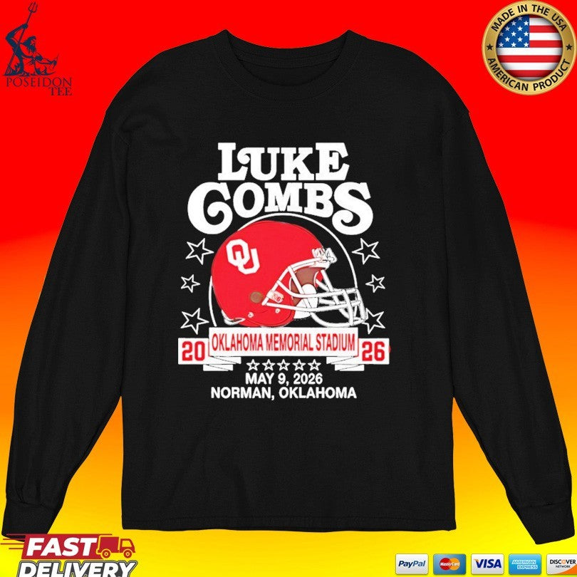 Oklahoma Sooners Helmet Luke Combs May 09 2026 Tour Norman Ok T-shirt