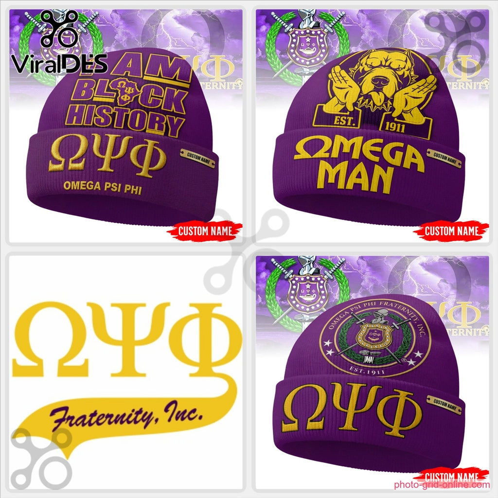 Omega Psi Phi Custom Name Beanie Hat
