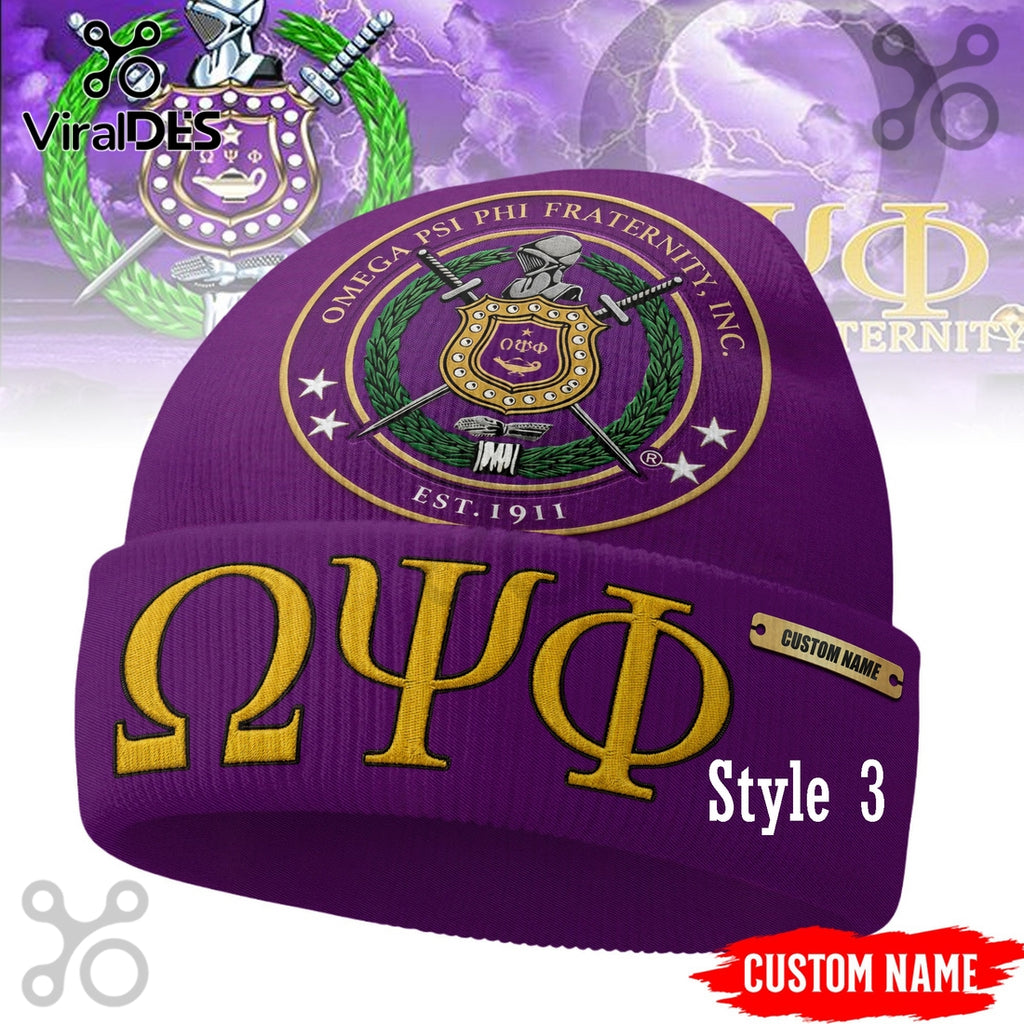 Omega Psi Phi Custom Name Beanie Hat