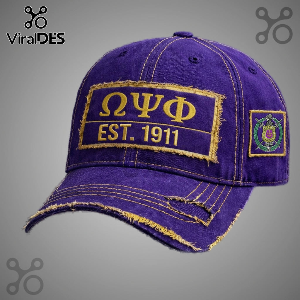 Omega Psi Phi Est 1911 Fraternity Distressed Vintage Dad Hat