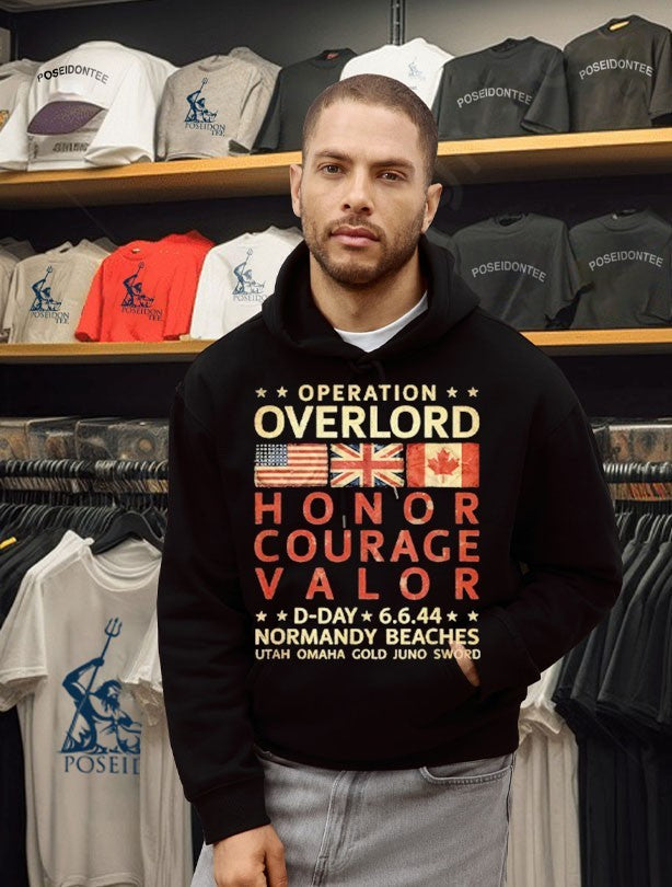Operation Overlord Honor Courage Valor D-day 6.6.44 Normandy Beaches T-shirt