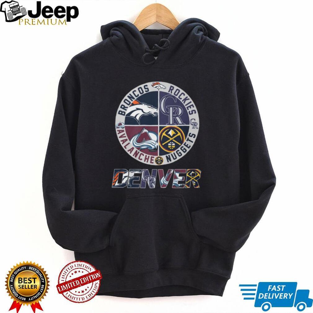 Denver Sports City Of Champions Broncos Rockies Avalanche Nuggets Logo T Shirt