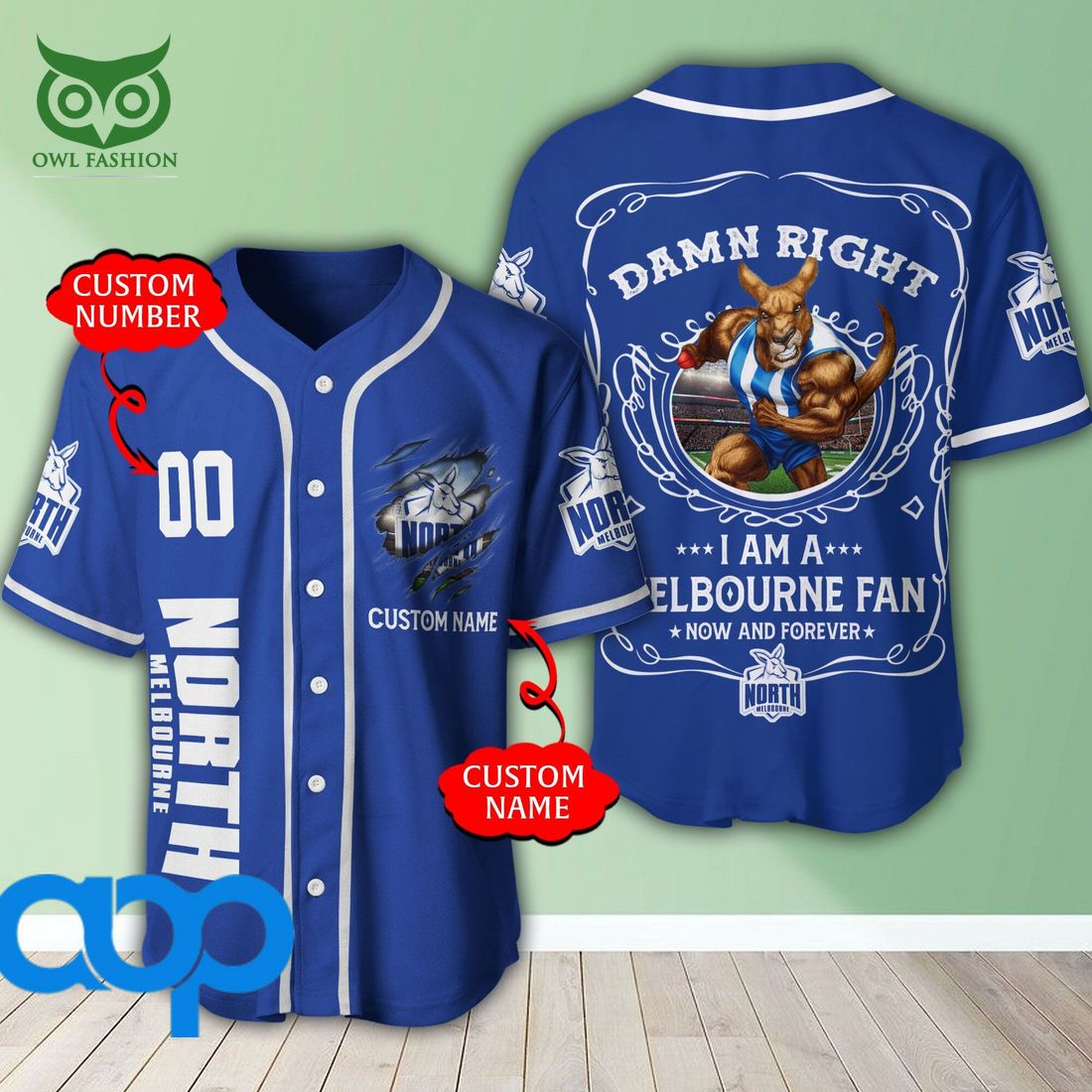 Personalized Damn Right North Melbourne Football Club 3D Baseball Jersey AFL Mascot
