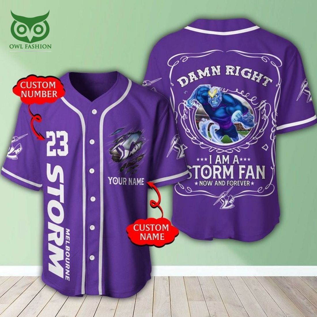 Personalized Melbourne Storm NRL Baseball Jersey Shirt