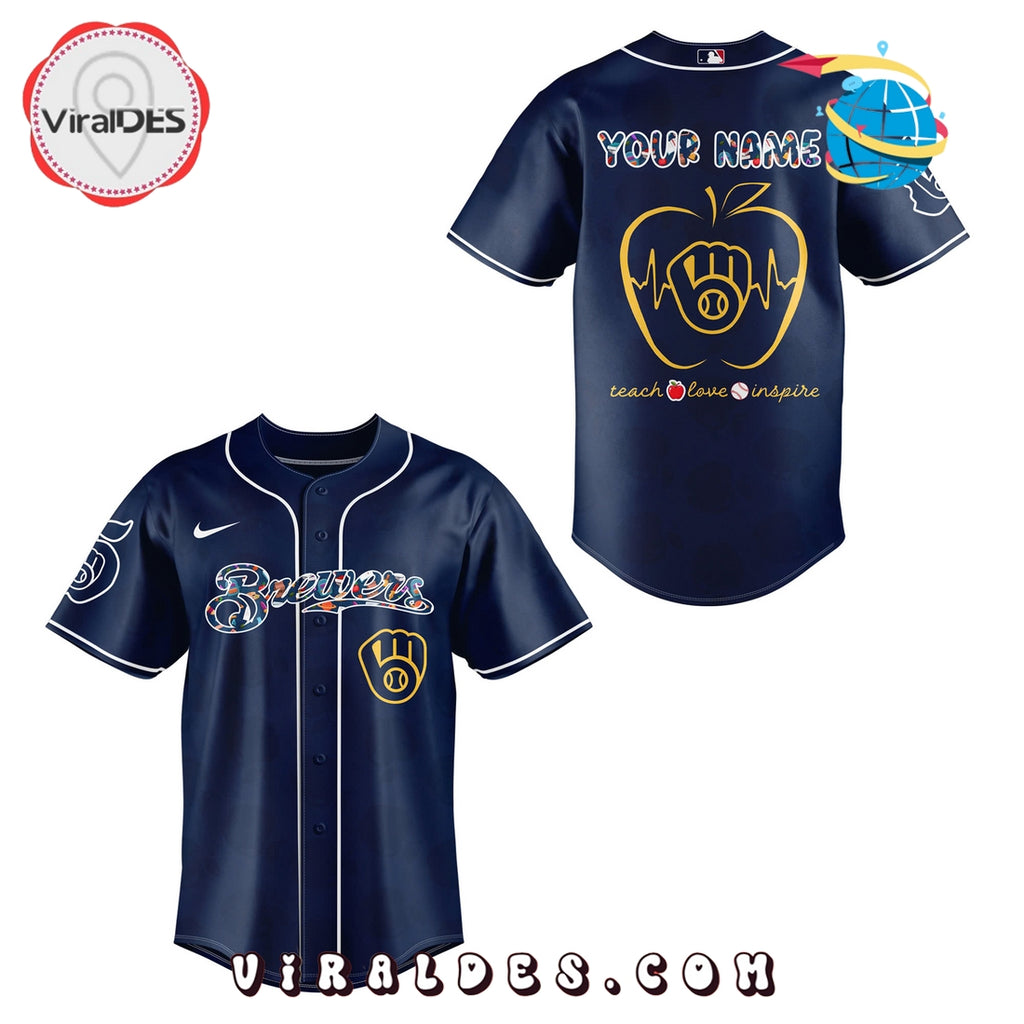 Personalized Milwaukee Brewers Teacher Night Baseball Jersey