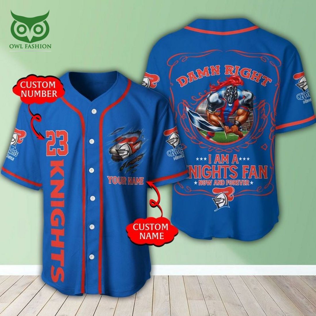 Personalized Newcastle Knights NRL Baseball Jersey Shirt