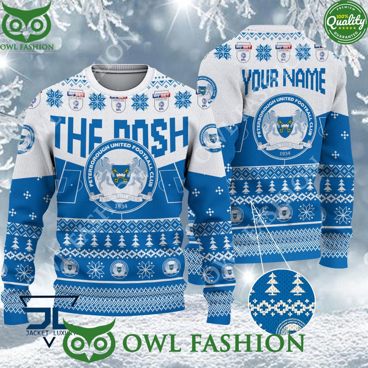 Peterborough United F.C EFL 2023 Custom Ugly Christmas Sweater Jumper