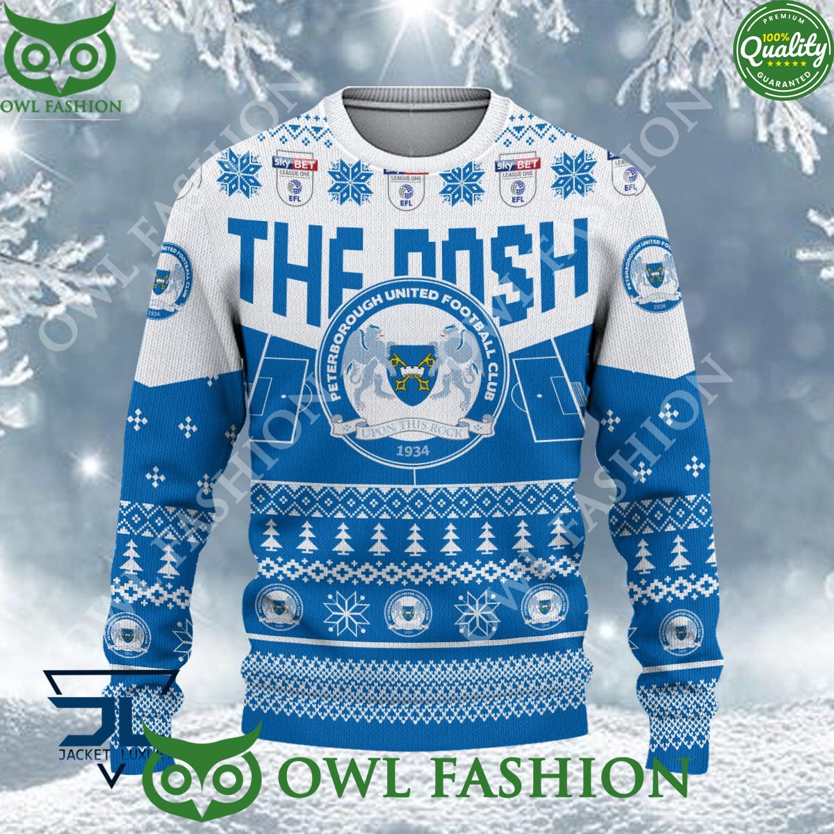 Peterborough United F.C EFL 2023 Custom Ugly Christmas Sweater Jumper