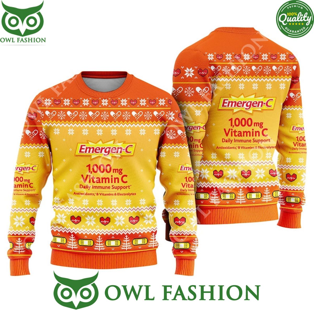 Pharmacy Nurse Medical Emergen C Vitamin Ugly Christmas Sweater Jumper