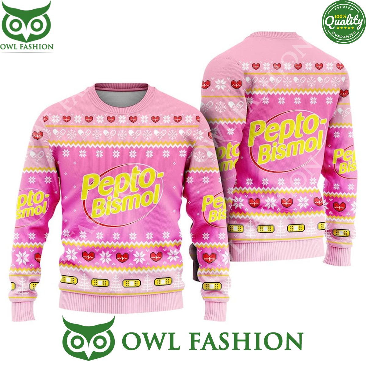 Pharmacy Nurse Medical pepto bismol pink Ugly Christmas Sweater Jumper