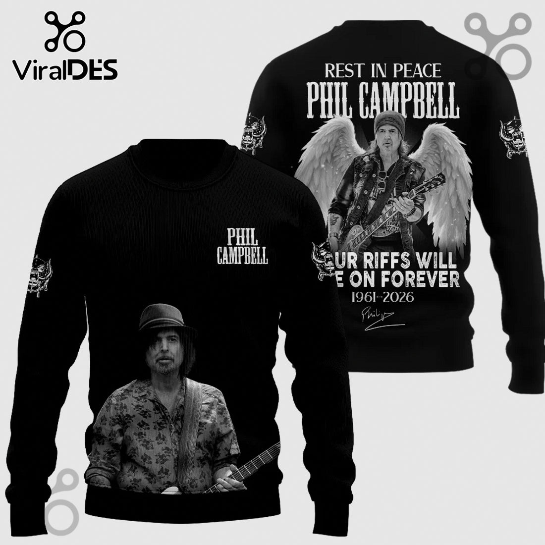 Phil Campbell Rest In Peace 3D Graphic Tribute T-Shirt