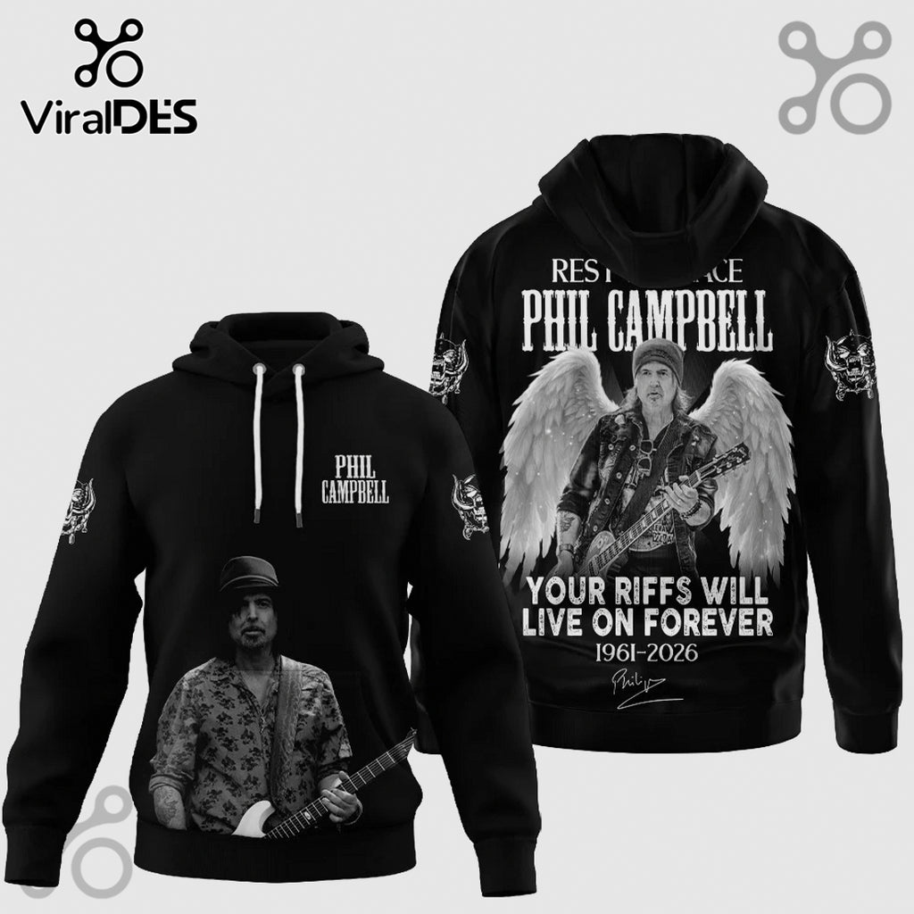 Phil Campbell Rest In Peace 3D Graphic Tribute T-Shirt