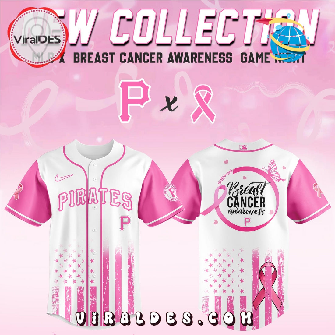 Pittsburgh Pirates x Breast Cancer Awareness Game Night Baseball Jersey