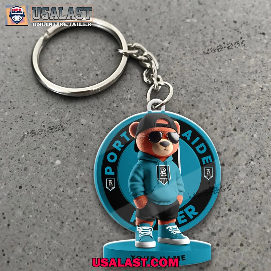 Port Adelaide Football Club Teddy Bear Custom Keychain