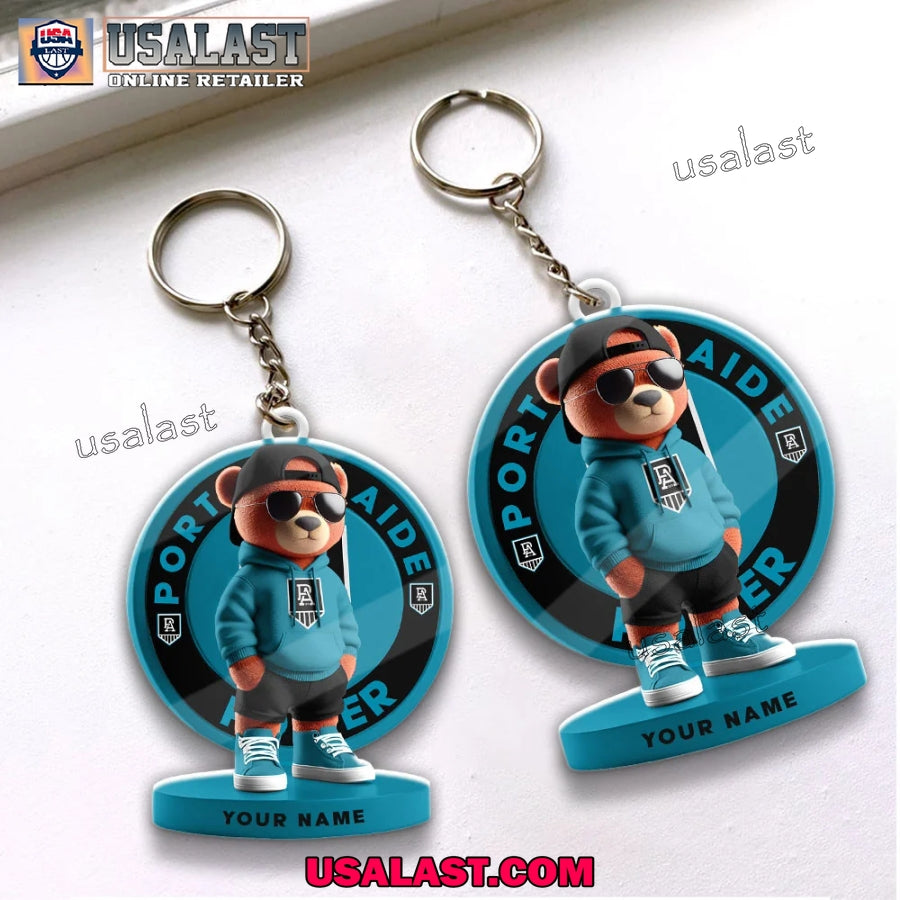 Port Adelaide Football Club Teddy Bear Custom Keychain