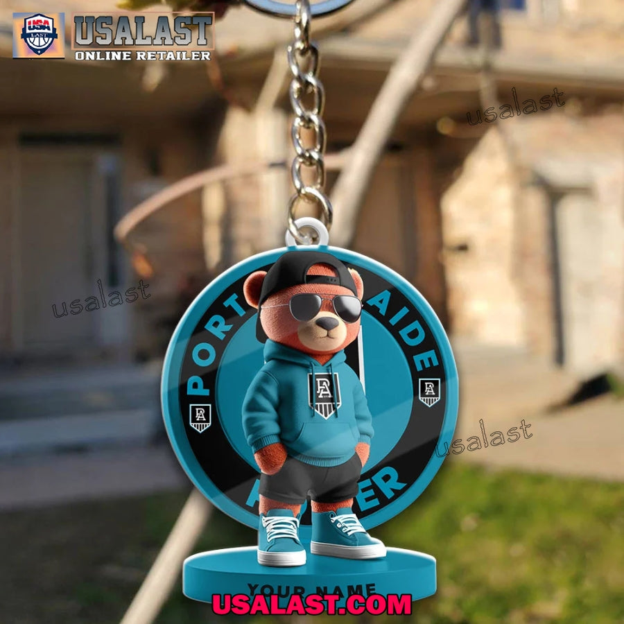 Port Adelaide Football Club Teddy Bear Custom Keychain