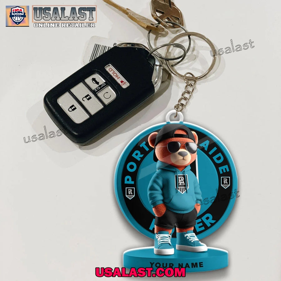 Port Adelaide Football Club Teddy Bear Custom Keychain