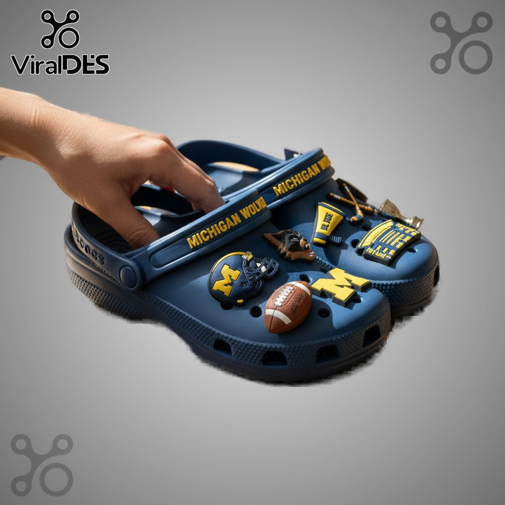 Premium Michigan Wolverines Crocs With Charms
