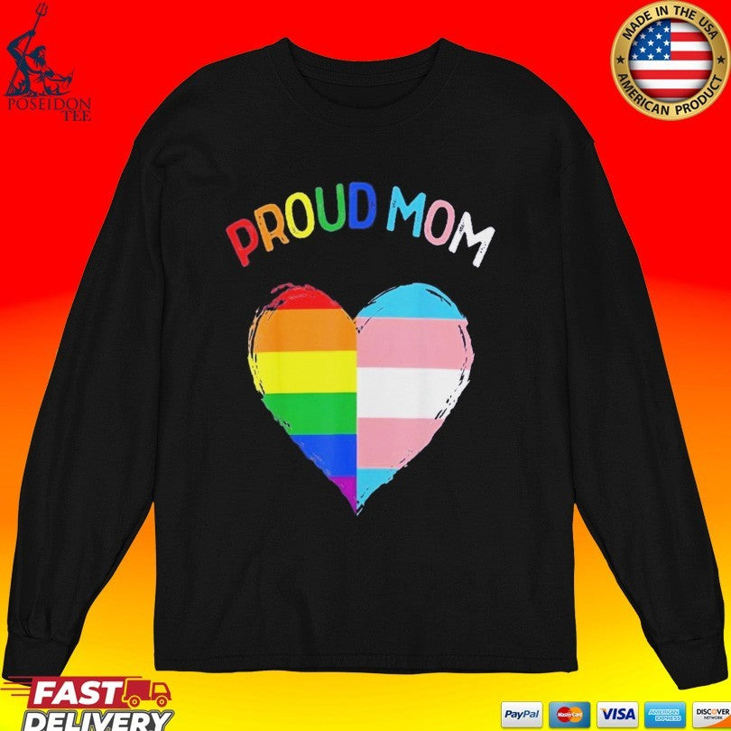 Proud Mom Pride Flag Transgender Awareness Heart Lgbtq Support Awareness T-shirt