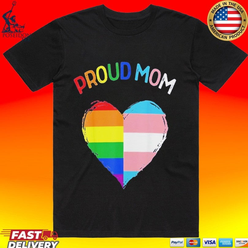 Proud Mom Pride Flag Transgender Awareness Heart Lgbtq Support Awareness T-shirt