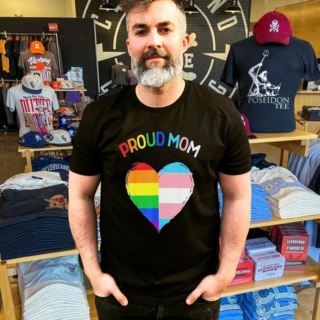 Proud Mom Pride Flag Transgender Awareness Heart Lgbtq Support Awareness T-shirt