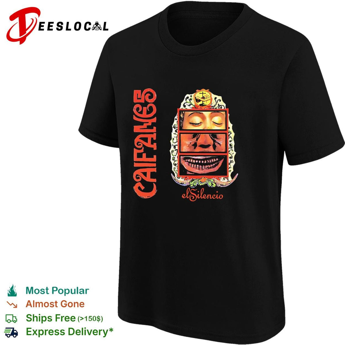 Caifanes el Silencio closed eyes mask illustration ornate frame poster shirt