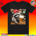 Raccoon Drinking Beer Patriotic Usa T-shirt