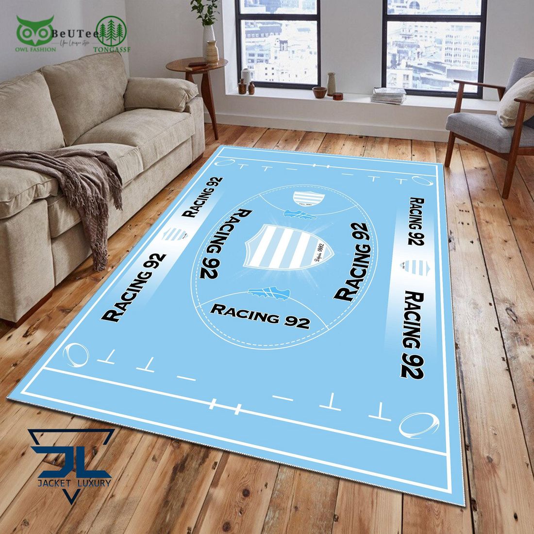 Racing 92 French Rugby Carpet Rug